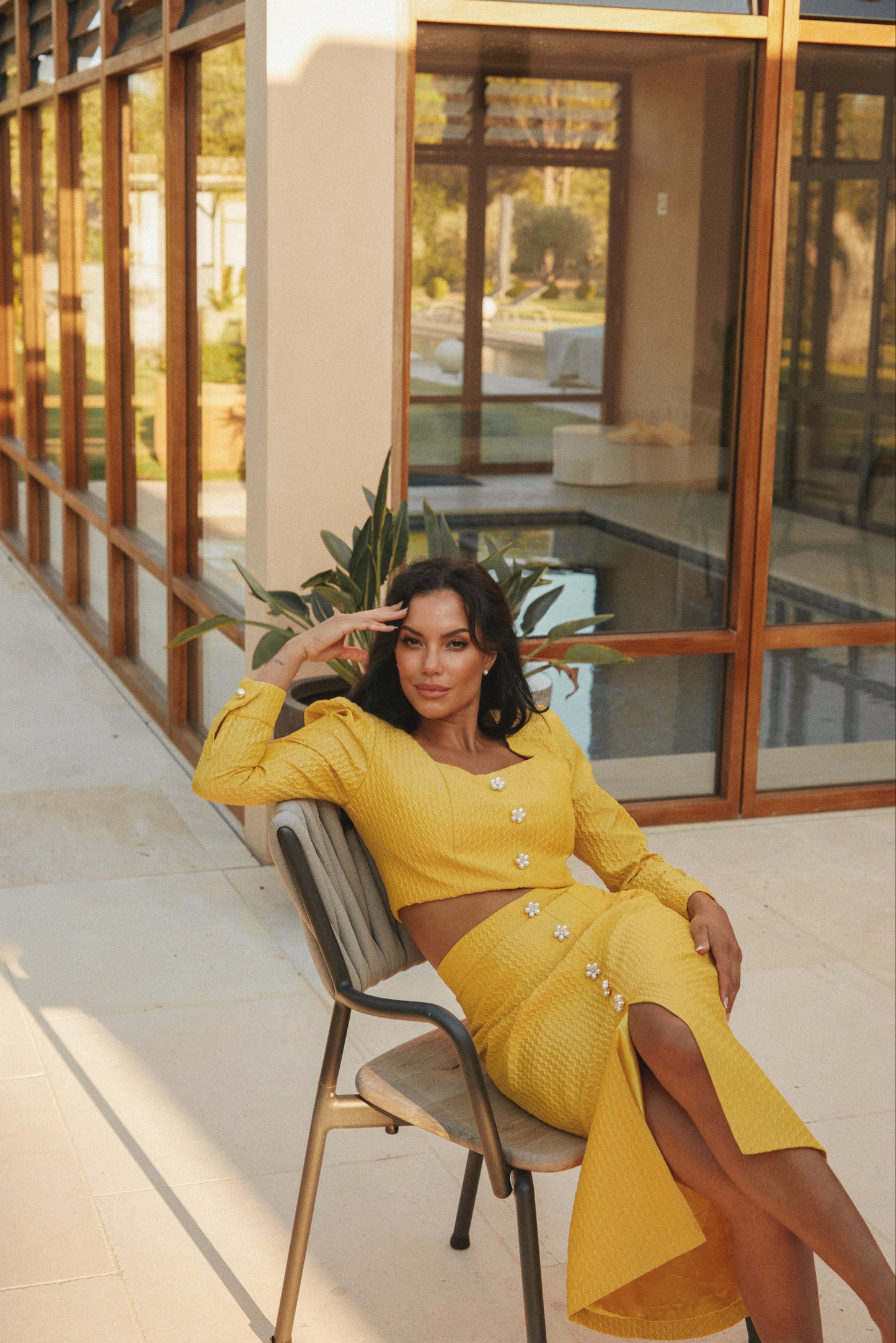 Sun Waves | Conjunto Top Corto y Falda Midi