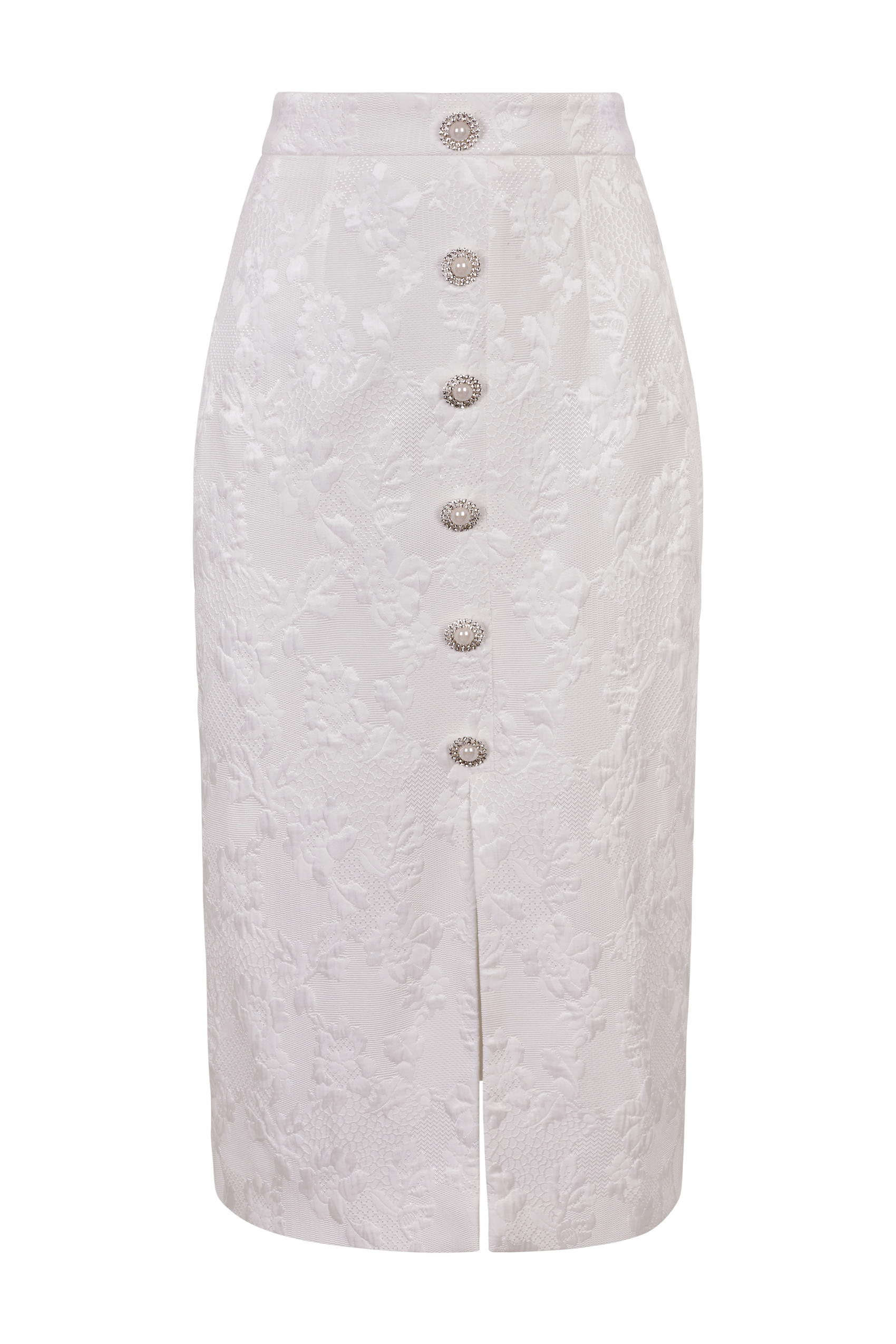 Nº08 MIDI SKIRT WITH SWAROVSKI JEWEL BUTTONS - ANCOST