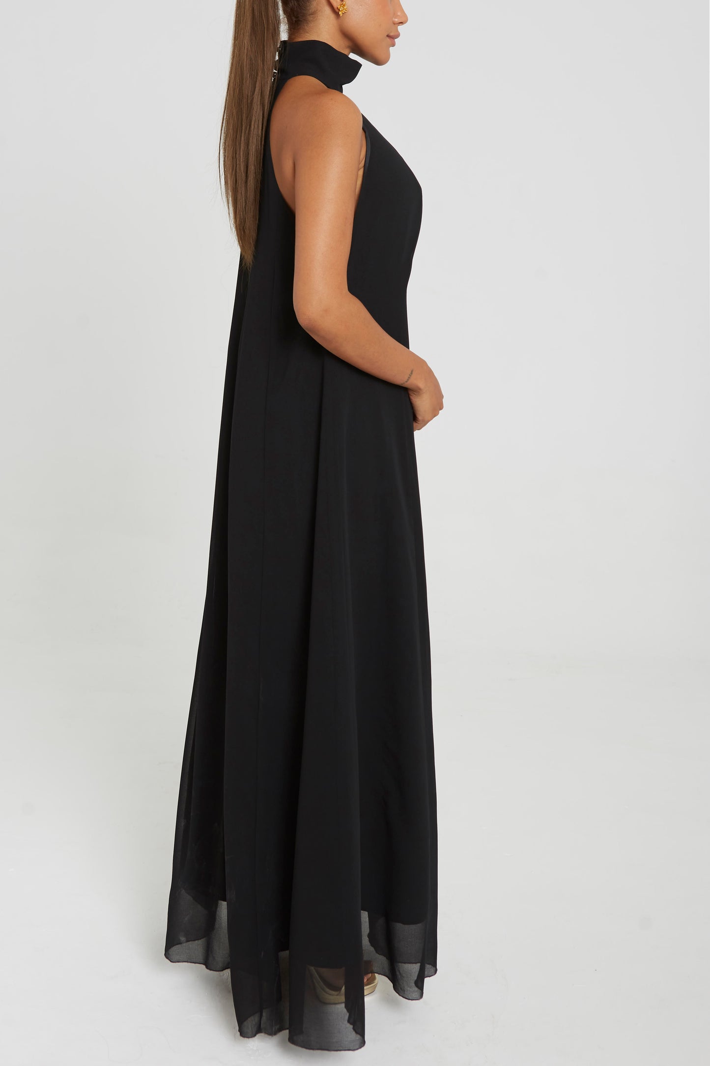 Long halter dress in black