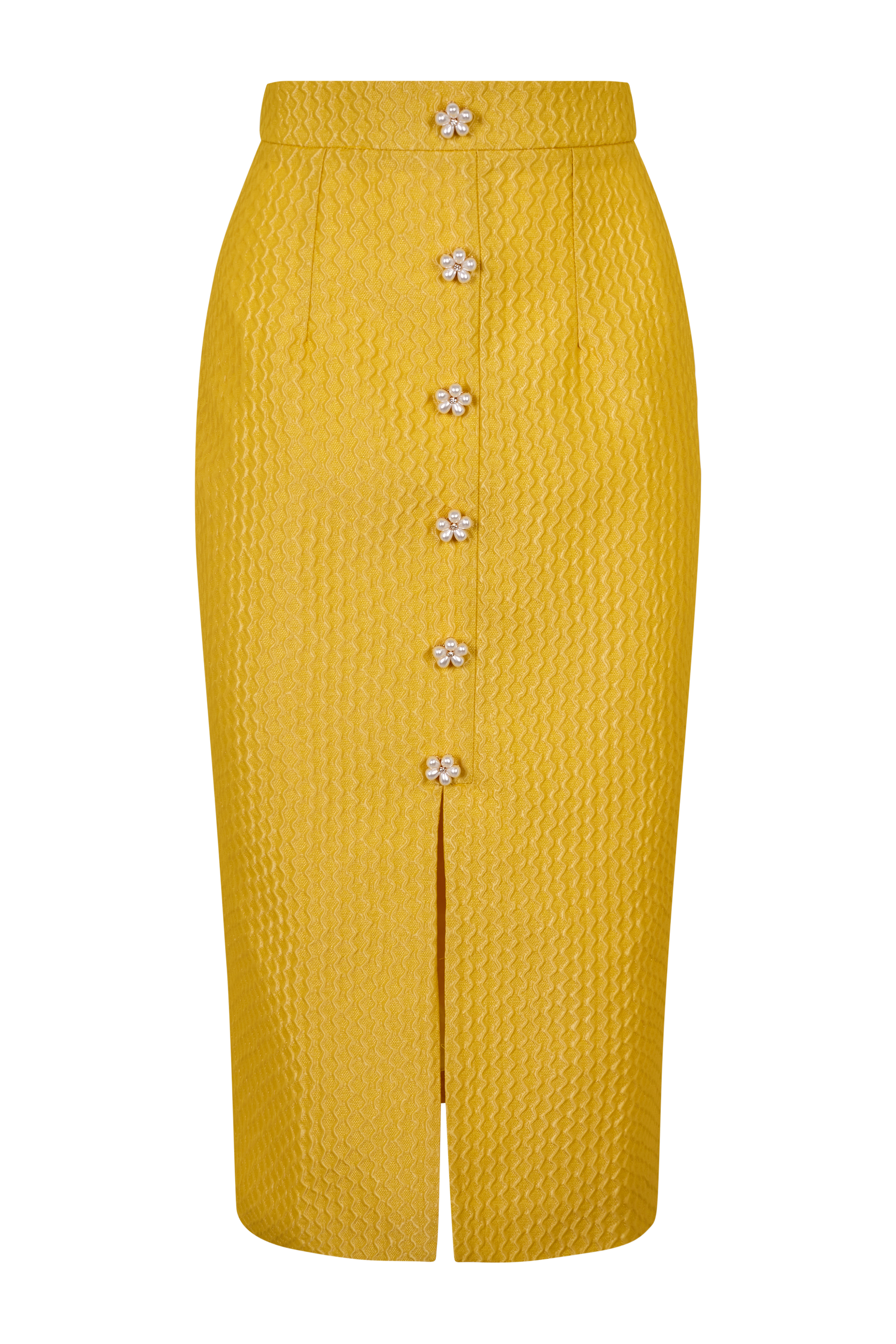 Nº04 MIDI SKIRT WITH FLOWER JEWEL BUTTONS - ANCOST