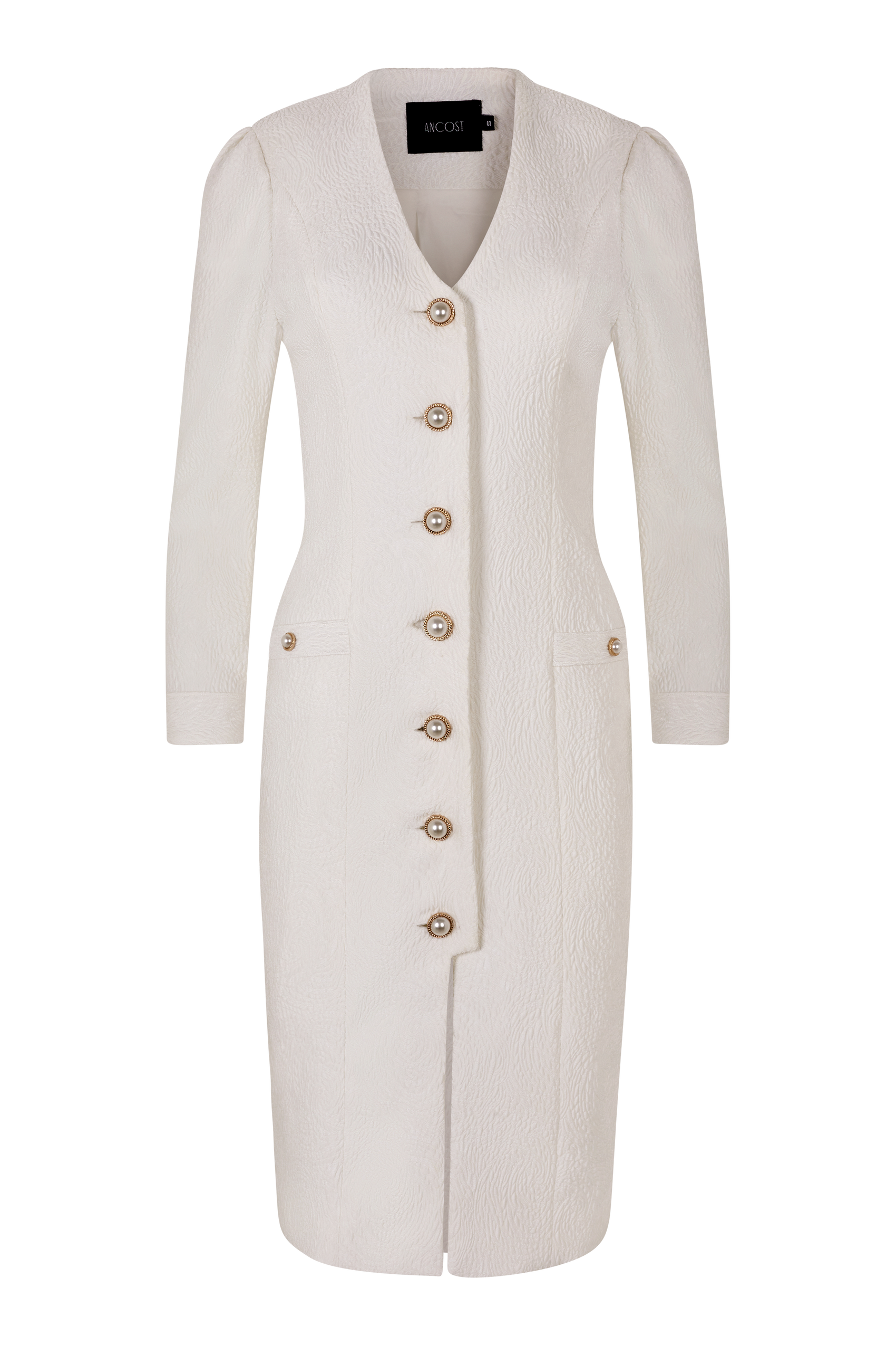Nº01 MIDI DRESS WITH PEARL JEWEL BUTTONS - ANCOST