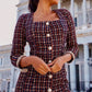 Square Neck Tweed Midi Dress